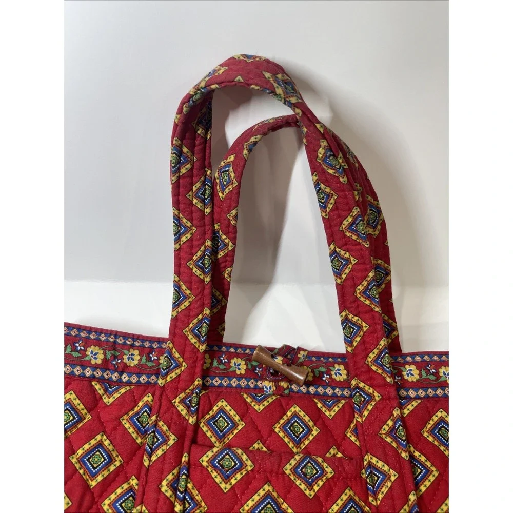 Retired Vera Bradley Betsy Villa Red Shoulder Bag Tote Purse USA Red Cotton